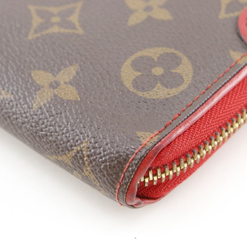 Louis Vuitton Zippy Wallet Retiro Monogram Canvas Threes Brown Red — view 5