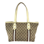 Gucci Sherry Line Beige Brown Gold Hardware GG Canvas Leather Tote Bag — view 3