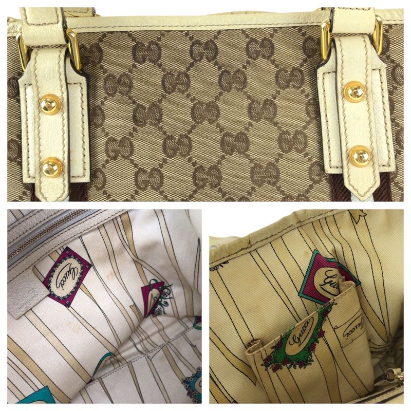 Gucci Sherry Line Beige Brown Gold Hardware GG Canvas Leather Tote Bag — view 7