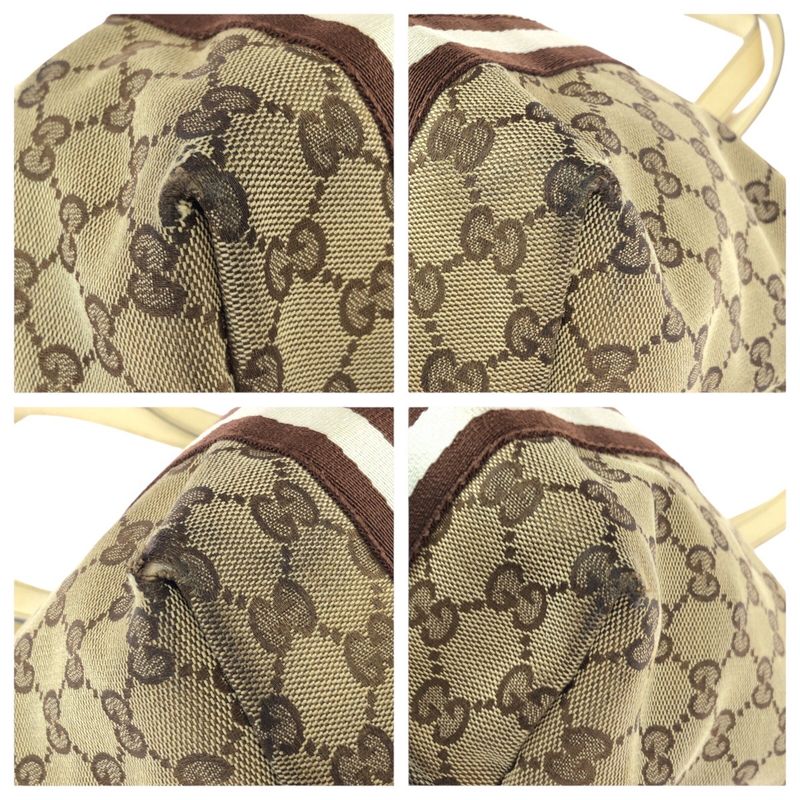 Gucci Sherry Line Beige Brown Gold Hardware GG Canvas Leather Tote Bag — view 4