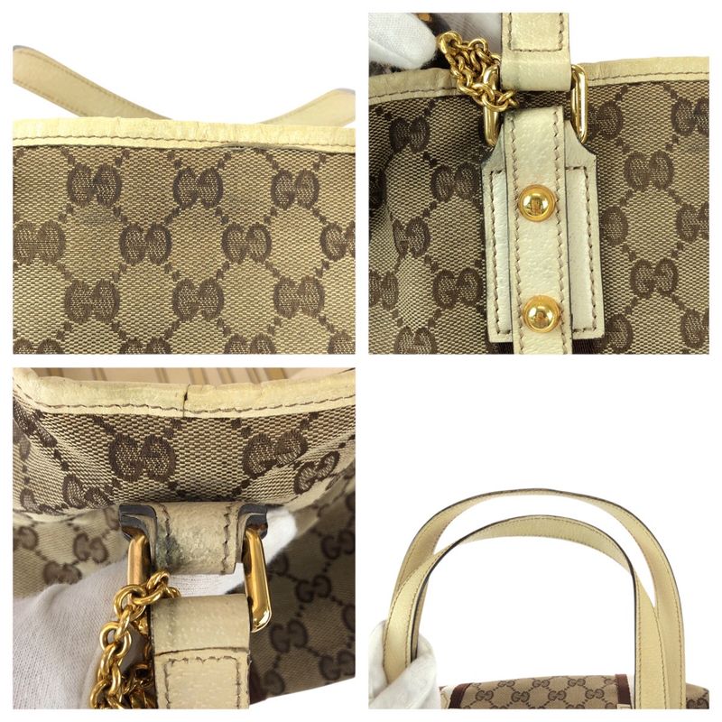 Gucci Sherry Line Beige Brown Gold Hardware GG Canvas Leather Tote Bag — view 6