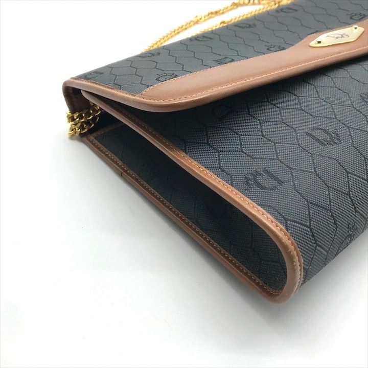 Dior Chain Shoulder Bag Clutch Vintage Leather Black — view 5