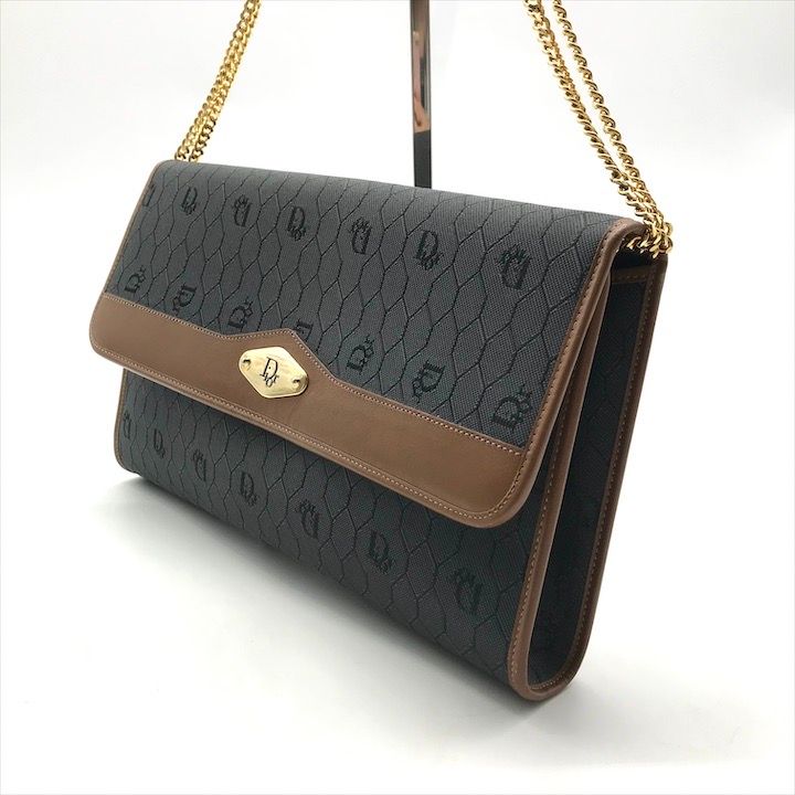 Dior Chain Shoulder Bag Clutch Vintage Leather Black — view 2
