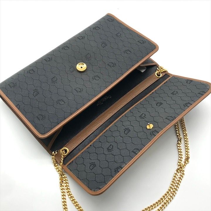 Dior Chain Shoulder Bag Clutch Vintage Leather Black — view 8
