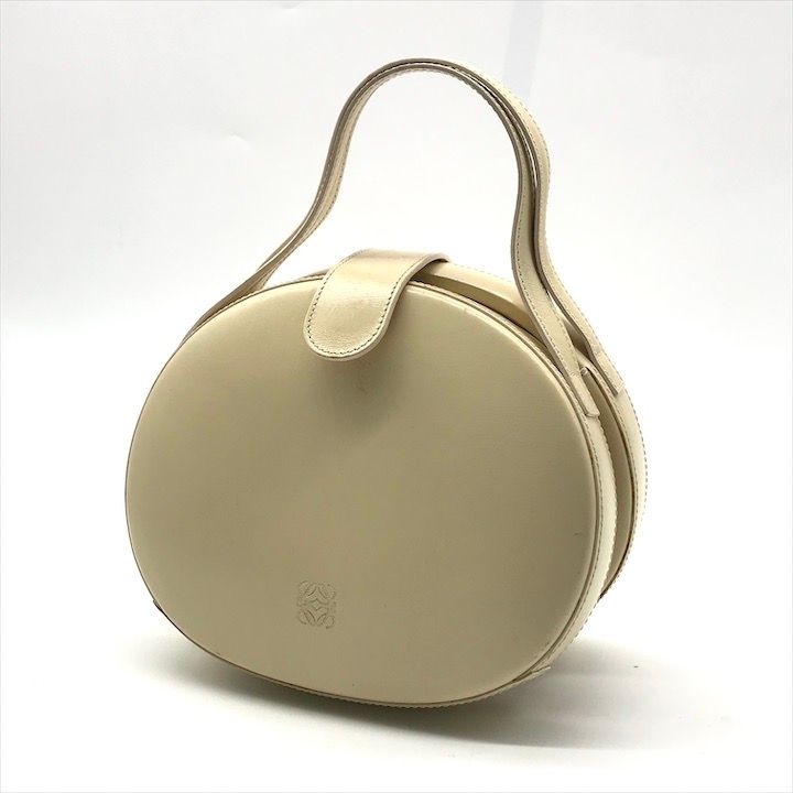 Loewe Vintage Anagram Mini Round Hand Bag Leather Beige Bag — view 2