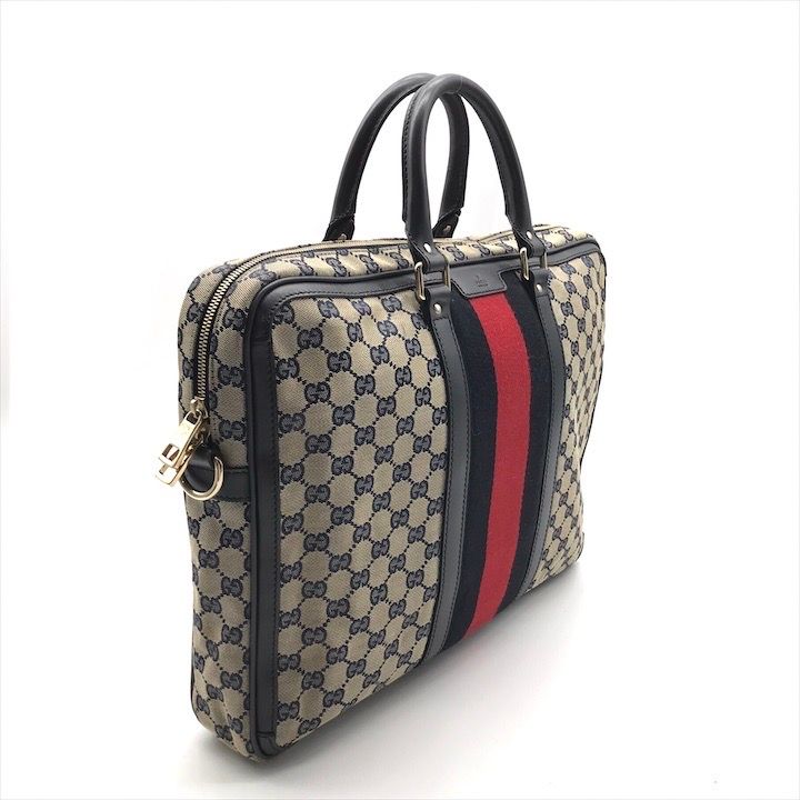 Gucci GG Canvas Business Bag 2-Way Bag Sherry Line Navy Bag — view 2