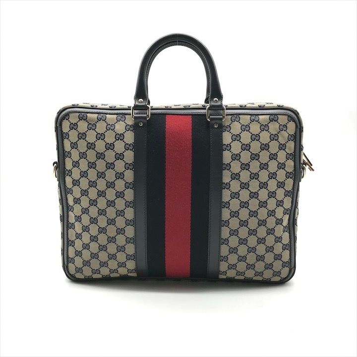 Gucci GG Canvas Business Bag 2-Way Bag Sherry Line Navy Bag — view 3
