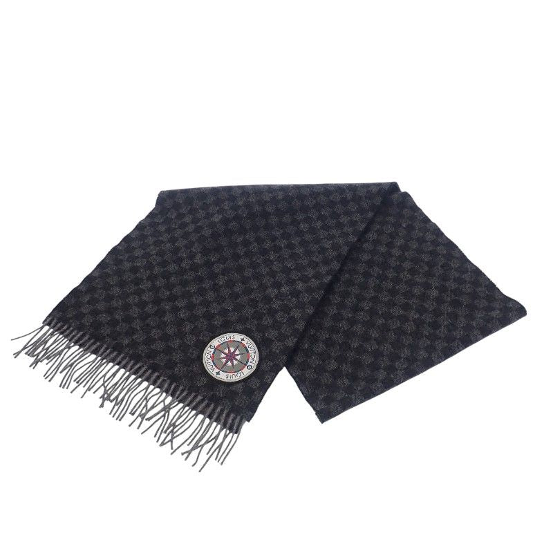 Louis Vuitton Echarpe Damier Graphite Map Muffler Wool Alpaca Black Scarf — view 2