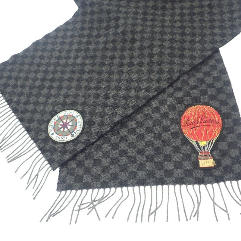 Louis Vuitton Echarpe Damier Graphite Map Muffler Wool Alpaca Black Scarf — view 5