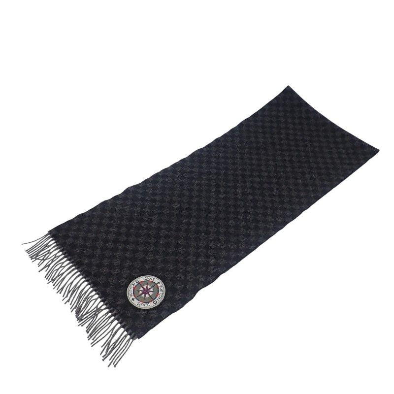 Louis Vuitton Echarpe Damier Graphite Map Muffler Wool Alpaca Black Scarf — view 4