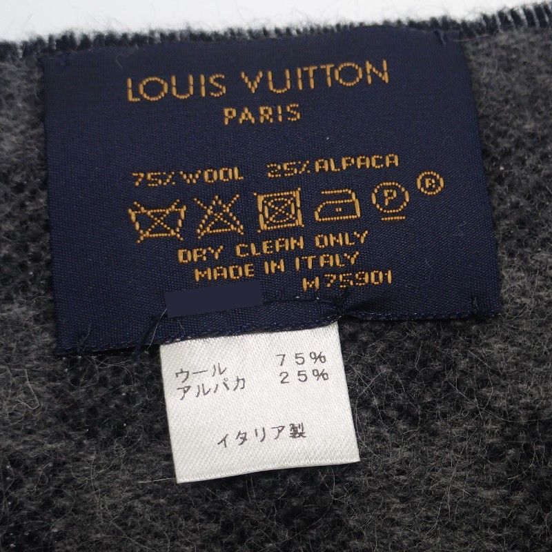 Louis Vuitton Echarpe Damier Graphite Map Muffler Wool Alpaca Black Scarf — view 9