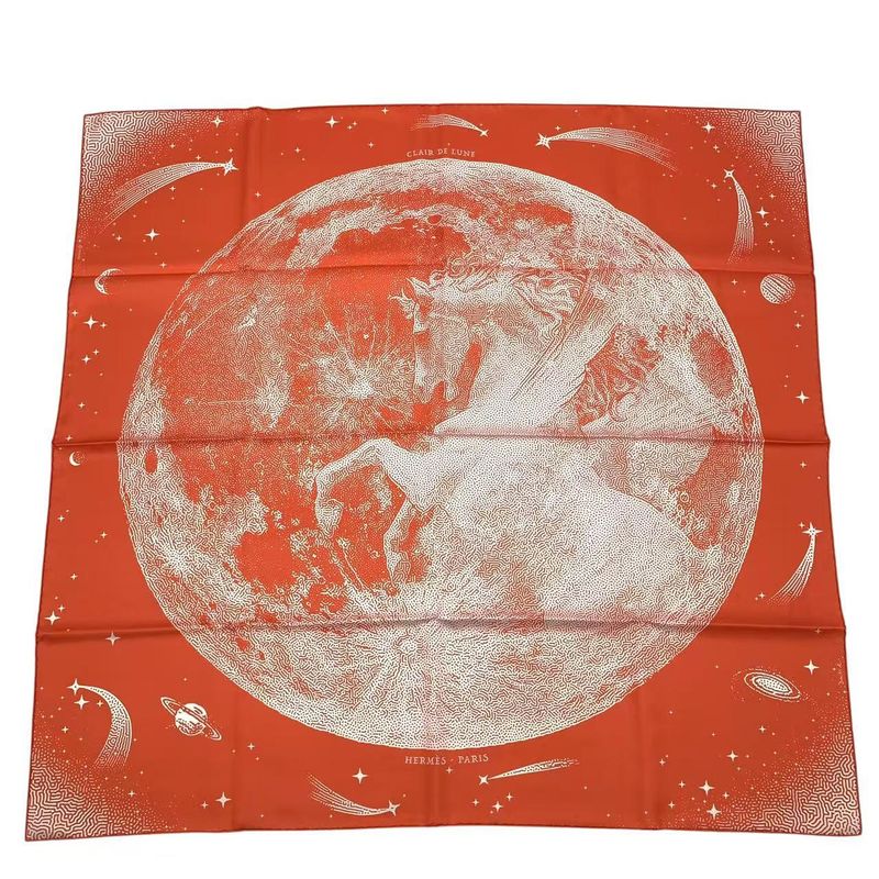 Hermes Scarf Carre 90 Silk Cles Clair De Lune Orange Box — view 2