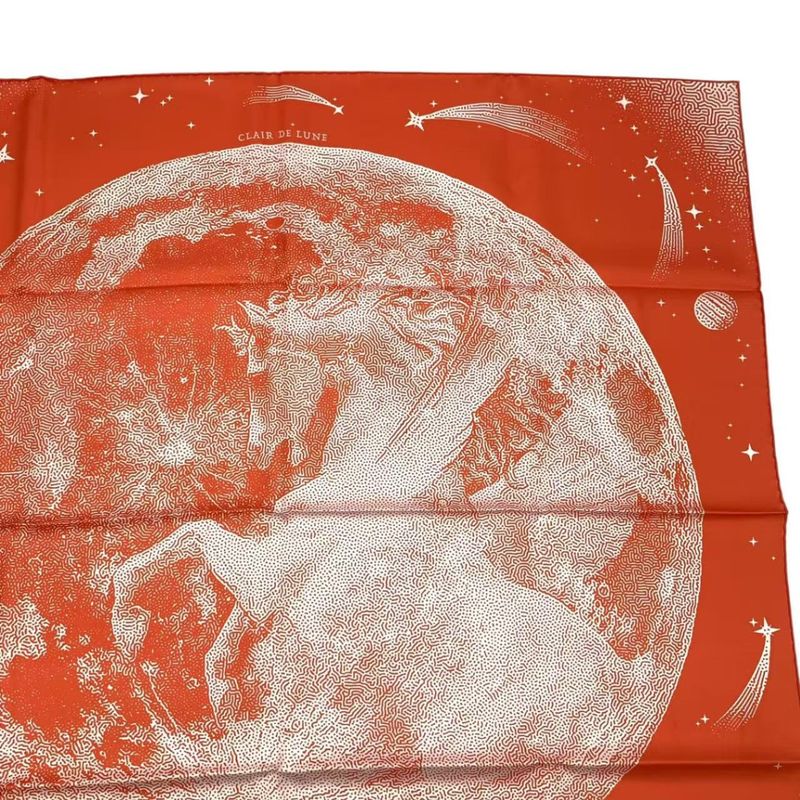 Hermes Scarf Carre 90 Silk Cles Clair De Lune Orange Box — view 4