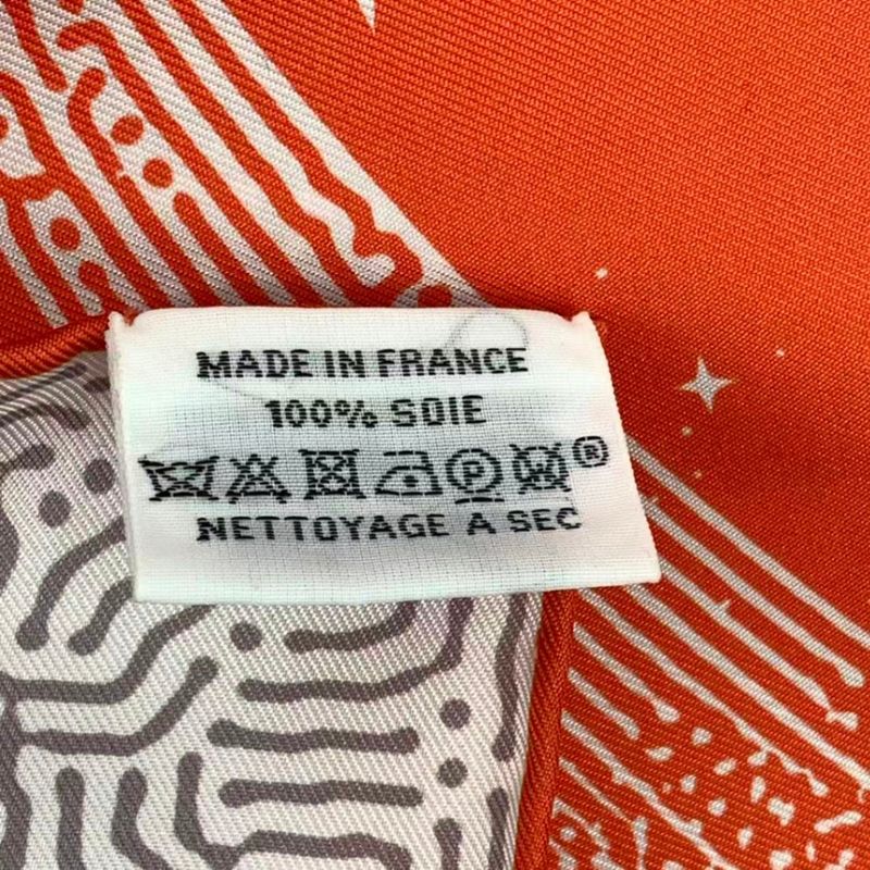 Hermes Scarf Carre 90 Silk Cles Clair De Lune Orange Box — view 9
