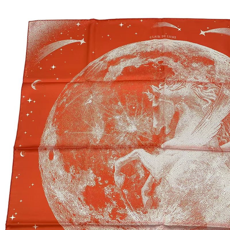 Hermes Scarf Carre 90 Silk Cles Clair De Lune Orange Box — view 3
