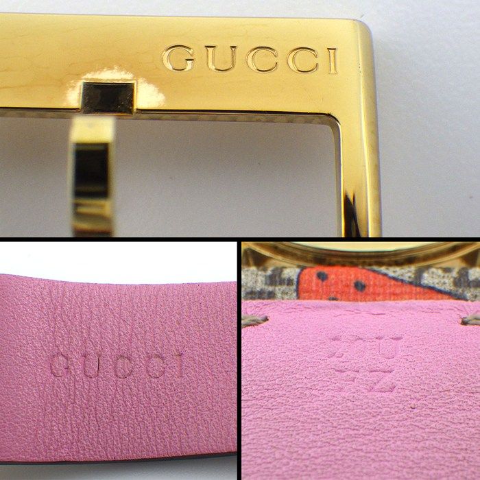 Gucci Watch G Timeless 126.4 Beige GG Supreme Strawberry Pattern Fabric Dial GP — view 5