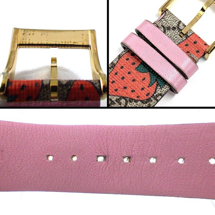 Gucci Watch G Timeless 126.4 Beige GG Supreme Strawberry Pattern Fabric Dial GP — view 8