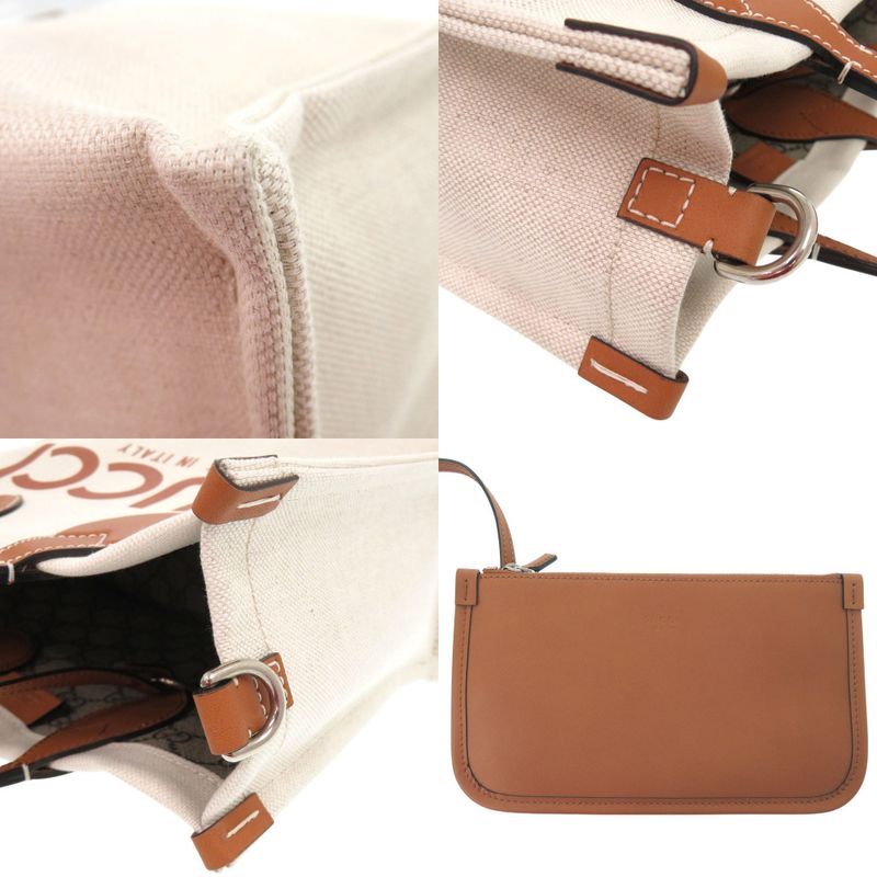 Gucci Print Medium Tote 2-Way Canvas Leather Beige 0852 — view 9