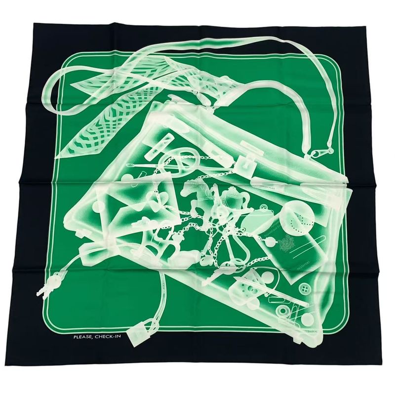 Hermes Silk Scarf Carre 90 Please Check IN Green Box — view 2
