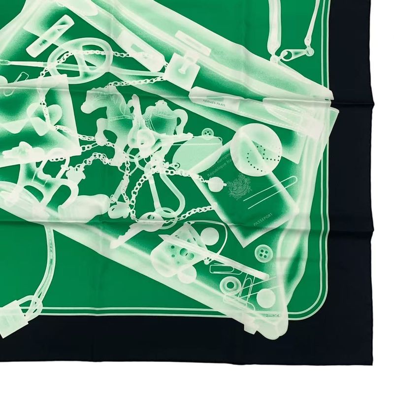 Hermes Silk Scarf Carre 90 Please Check IN Green Box — view 6
