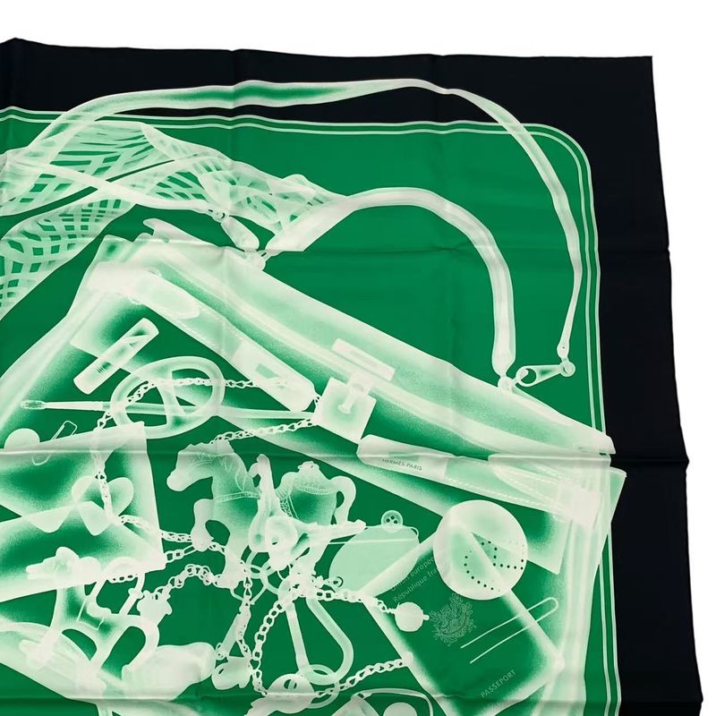 Hermes Silk Scarf Carre 90 Please Check IN Green Box — view 4