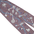 Hermes Les Cles A Pois Lecpois Twilly Scarf Ribbon 100% Silk Gray — view 4