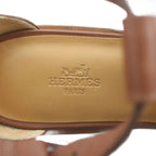 Hermes Sandals Loafers Leather Ankle Strap 38 Black Brown XZ GY19 — view 7