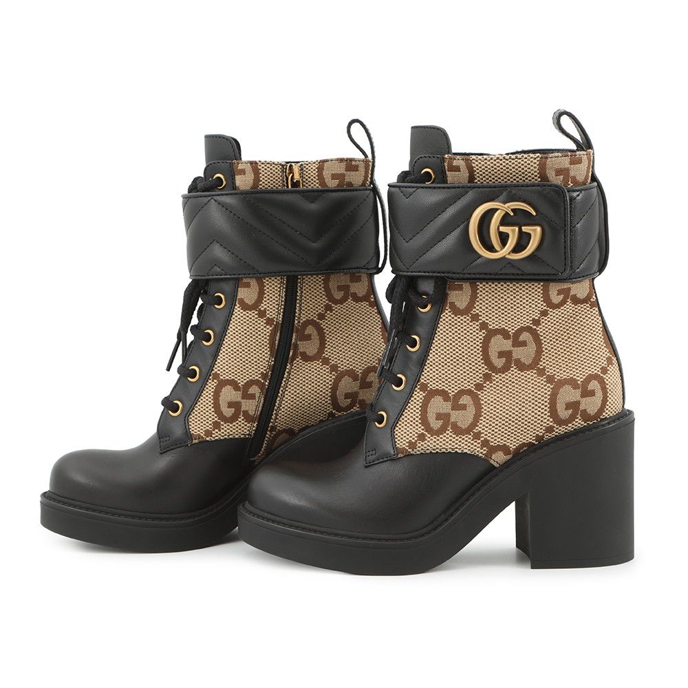 Gucci Boots Jumbo GG Marmont Ankle Leather Canvas 34.5 — view 2