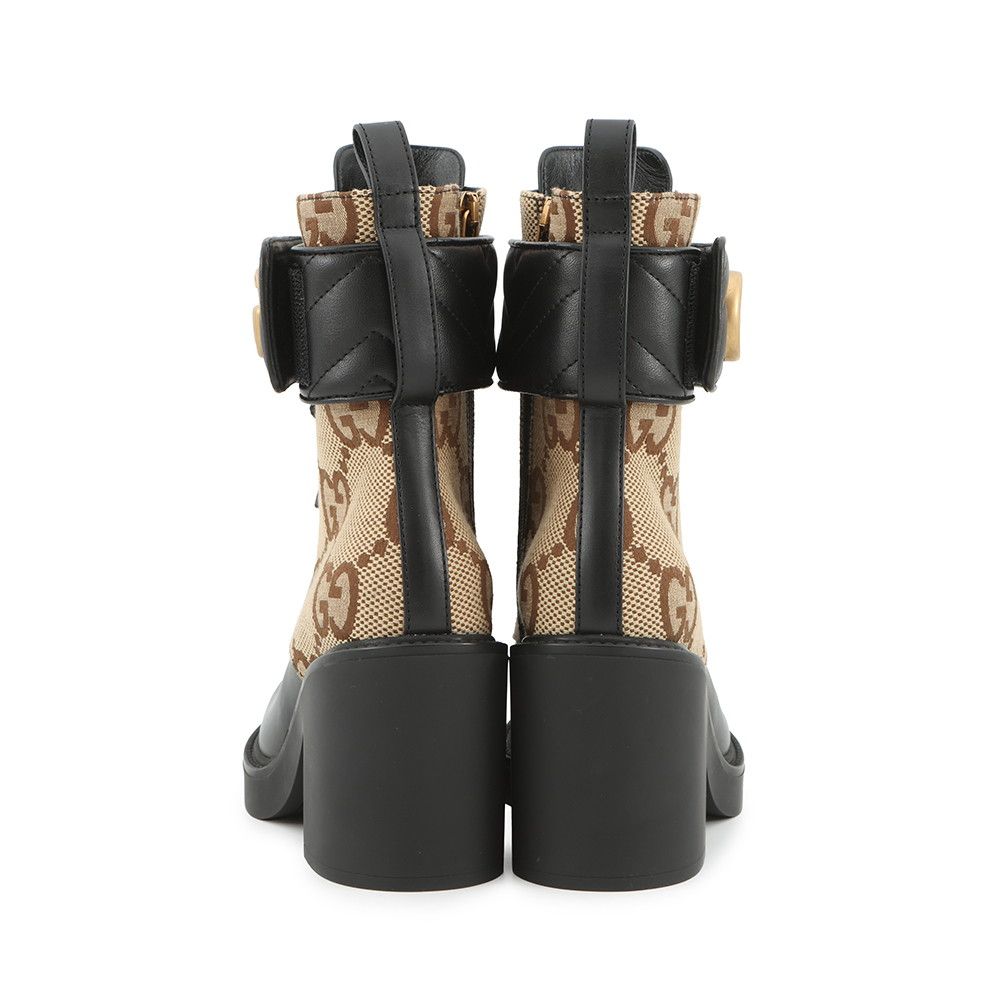 Gucci Boots Jumbo GG Marmont Ankle Leather Canvas 34.5 — view 3