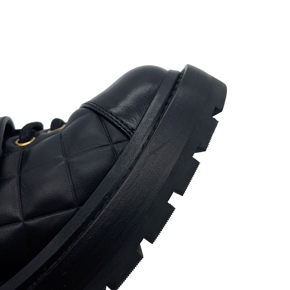 Chanel Short Boots Quilted CC Logo Lace Up Leather 35 — view 8
