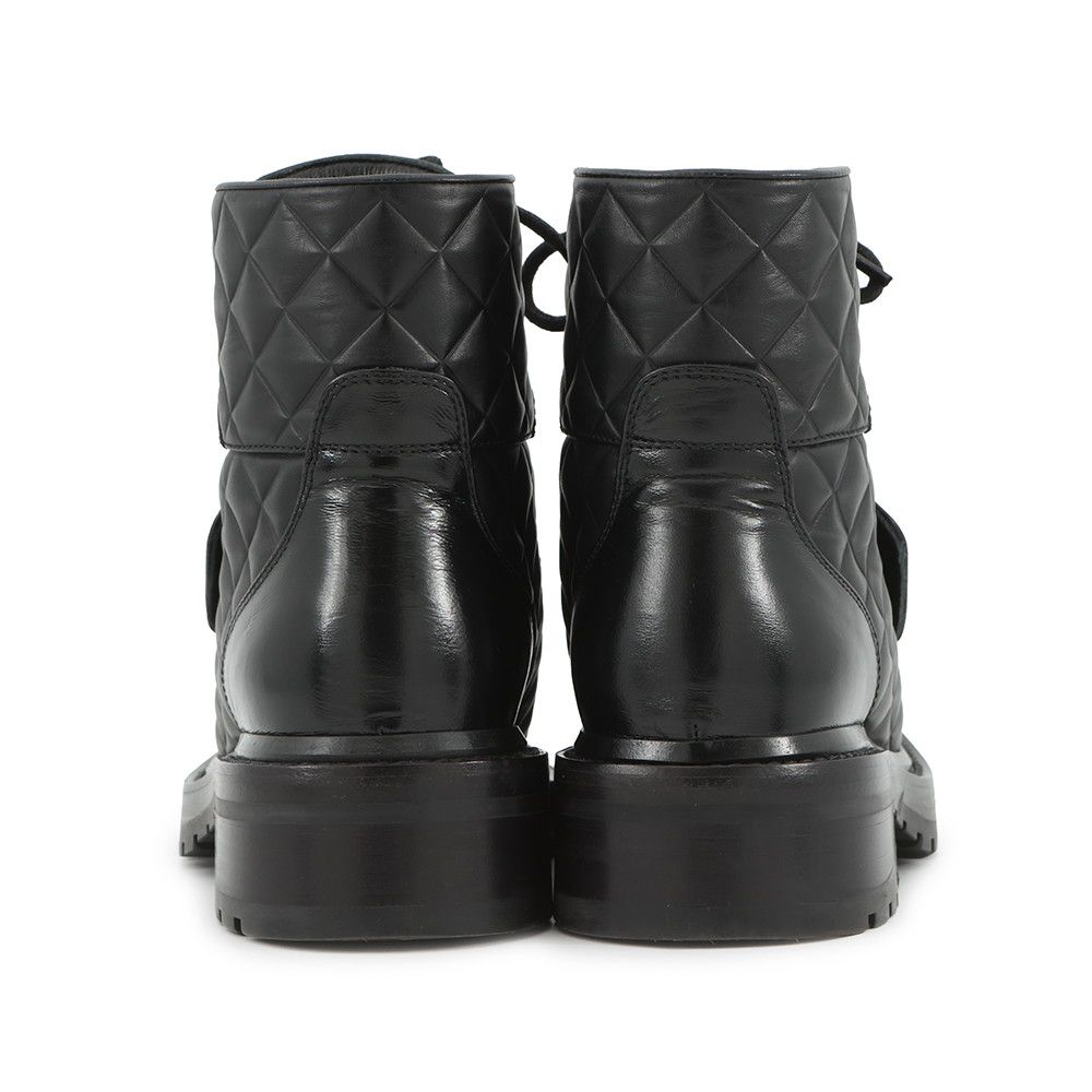 Chanel Short Boots Quilted CC Logo Lace Up Leather 35 — view 3