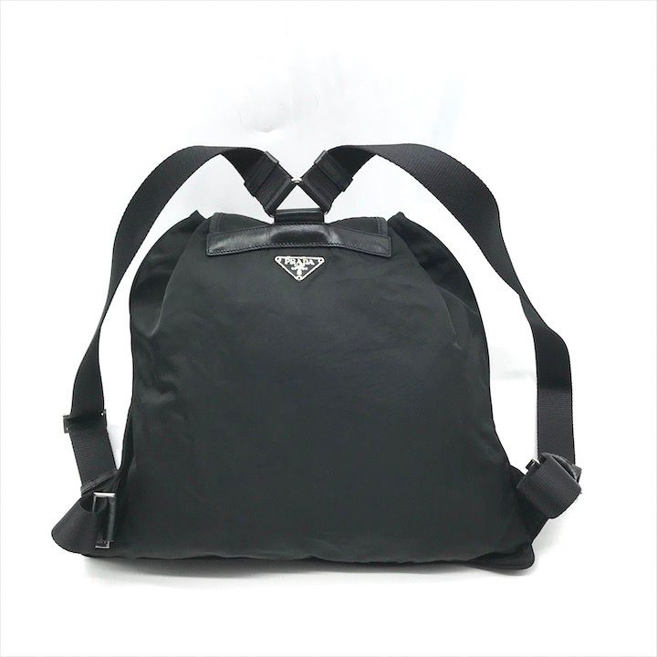 Prada Triangle Logo Nylon Tessuto Backpack Pack Black — view 3