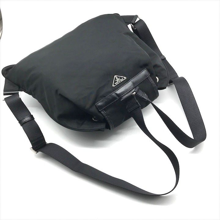 Prada Triangle Logo Nylon Tessuto Backpack Pack Black — view 7