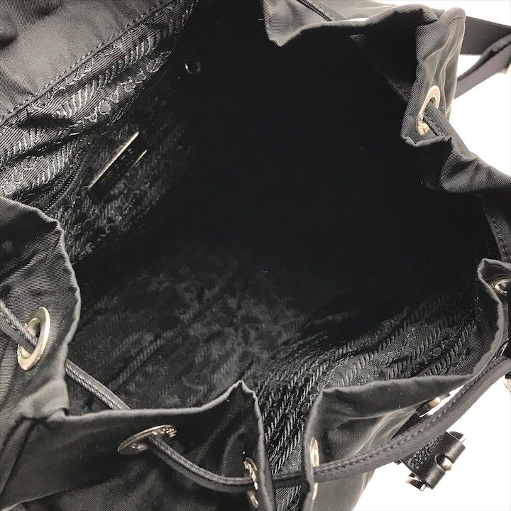 Prada Triangle Logo Nylon Tessuto Backpack Pack Black — view 8