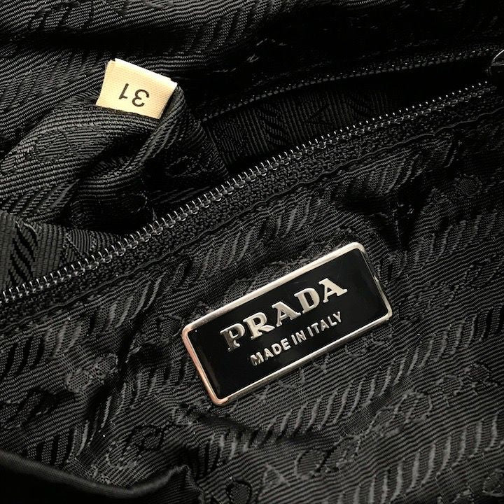 Prada Triangle Logo Nylon Tessuto Backpack Pack Black — view 9