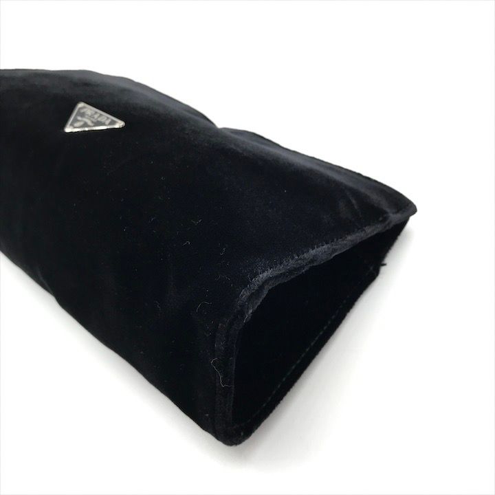 Prada Velour Pouch Black Clutch — view 5