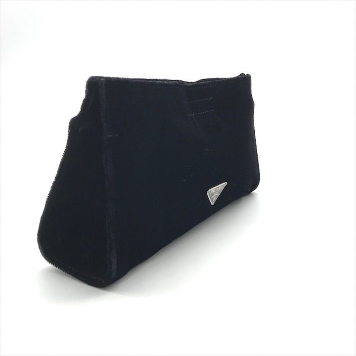Prada Velour Pouch Black Clutch — view 6