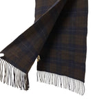 Hermes 100% Cashmere Check Muffler Brown Navy Scarf — view 5