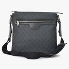 Gucci GG Supreme Shoulder Bag Black Canvas Silver