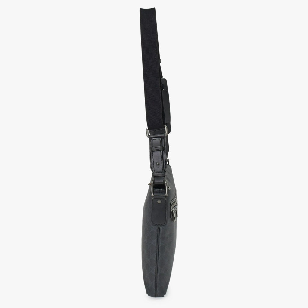 Gucci GG Supreme Shoulder Bag Black Canvas Silver — view 5
