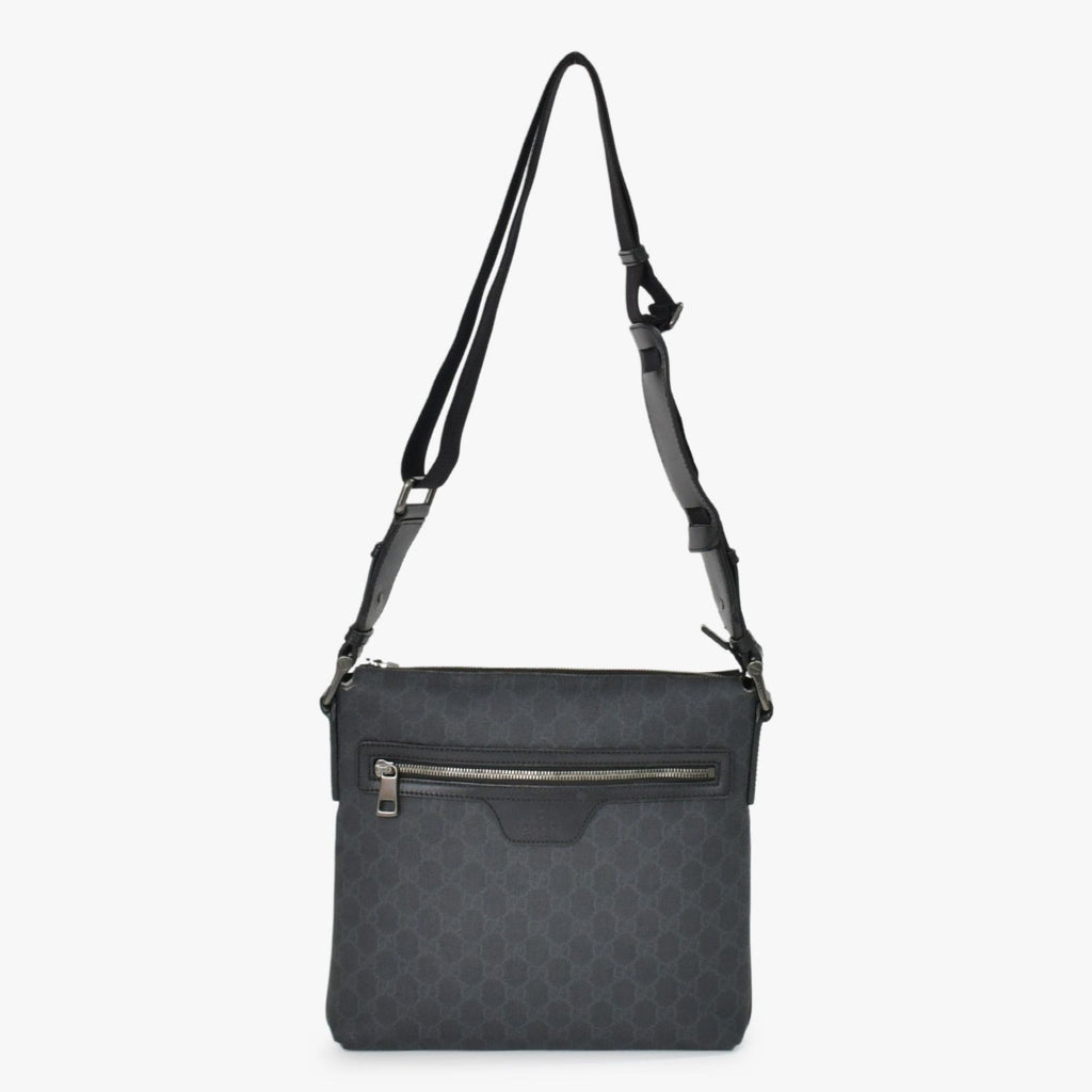 Gucci GG Supreme Shoulder Bag Black Canvas Silver — view 2