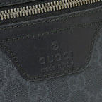 Gucci GG Supreme Shoulder Bag Black Canvas Silver — view 6