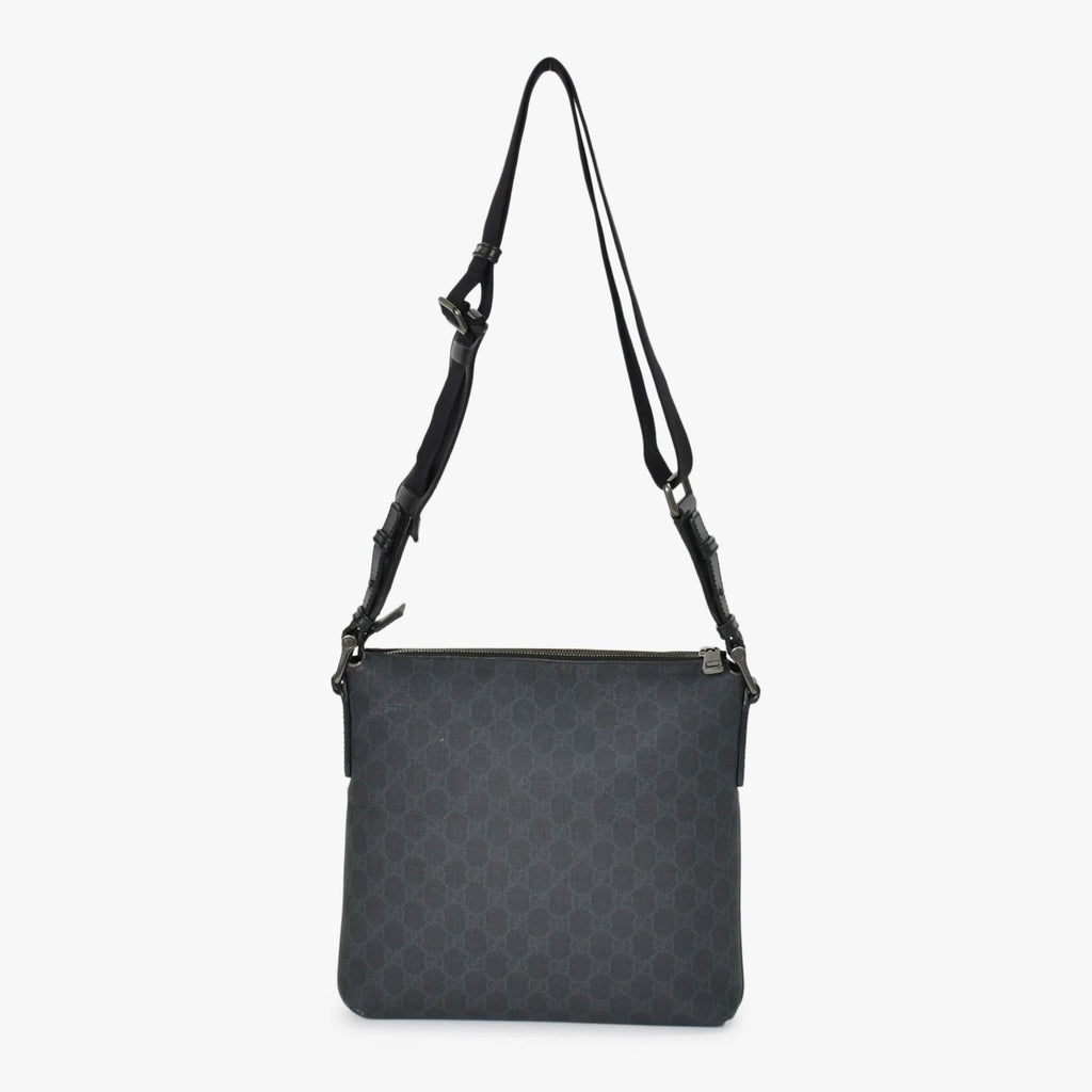 Gucci GG Supreme Shoulder Bag Black Canvas Silver — view 4