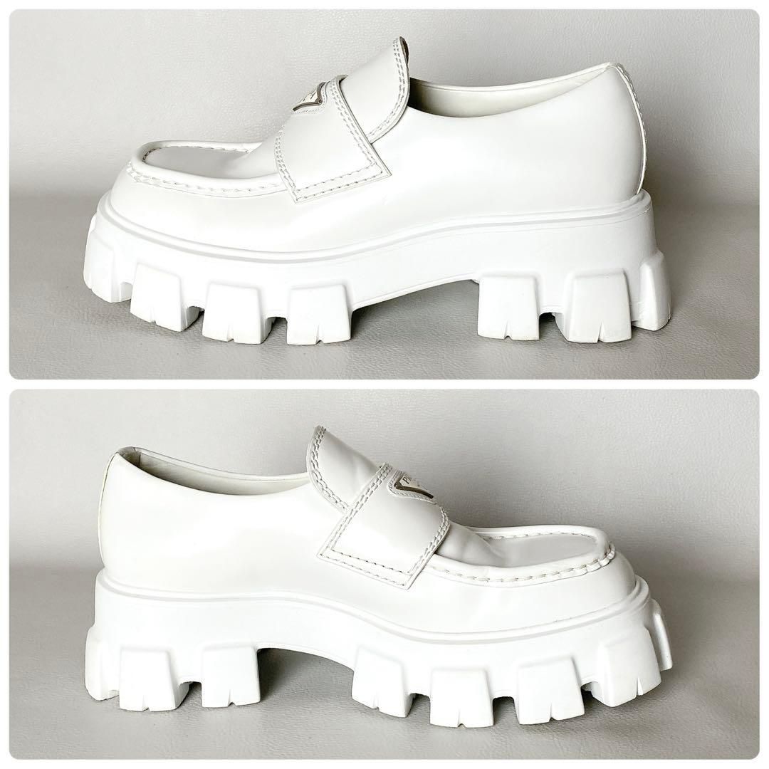 Prada Monolith Brushed Leather Loafers 6.5 White — view 5
