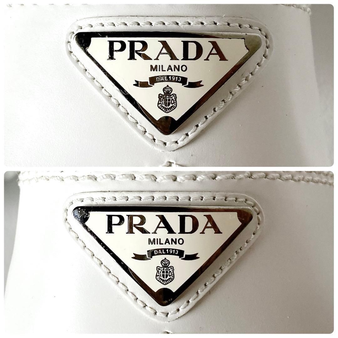 Prada Monolith Brushed Leather Loafers 6.5 White — view 8