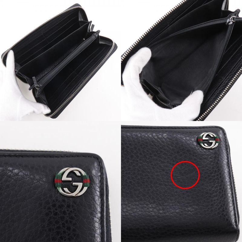 Gucci Sherry Line Inter-locking G Leather Black Long Wallet — view 8