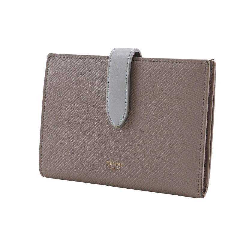 Celine Medium Strap Wallet Leather Gray Bifold — view 2
