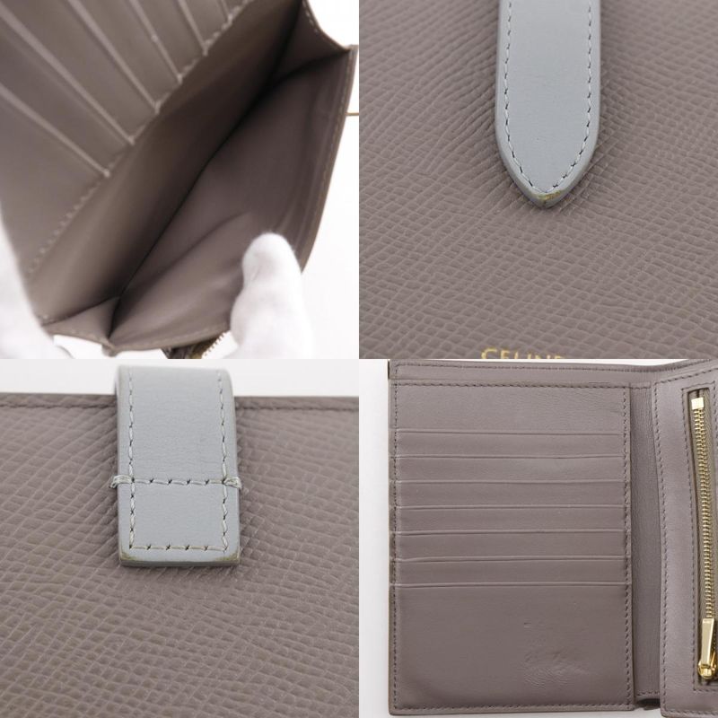 Celine Medium Strap Wallet Leather Gray Bifold — view 9