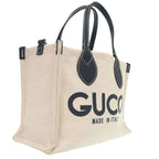 Gucci 2-Way Print Medium Tote Bag Canvas Leather Natural 0811 — view 5