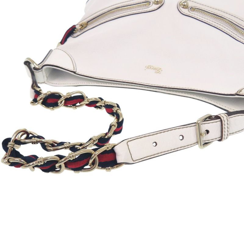 Gucci Sherry Line Chain Shoulder Bag Leather White 0852 — view 7